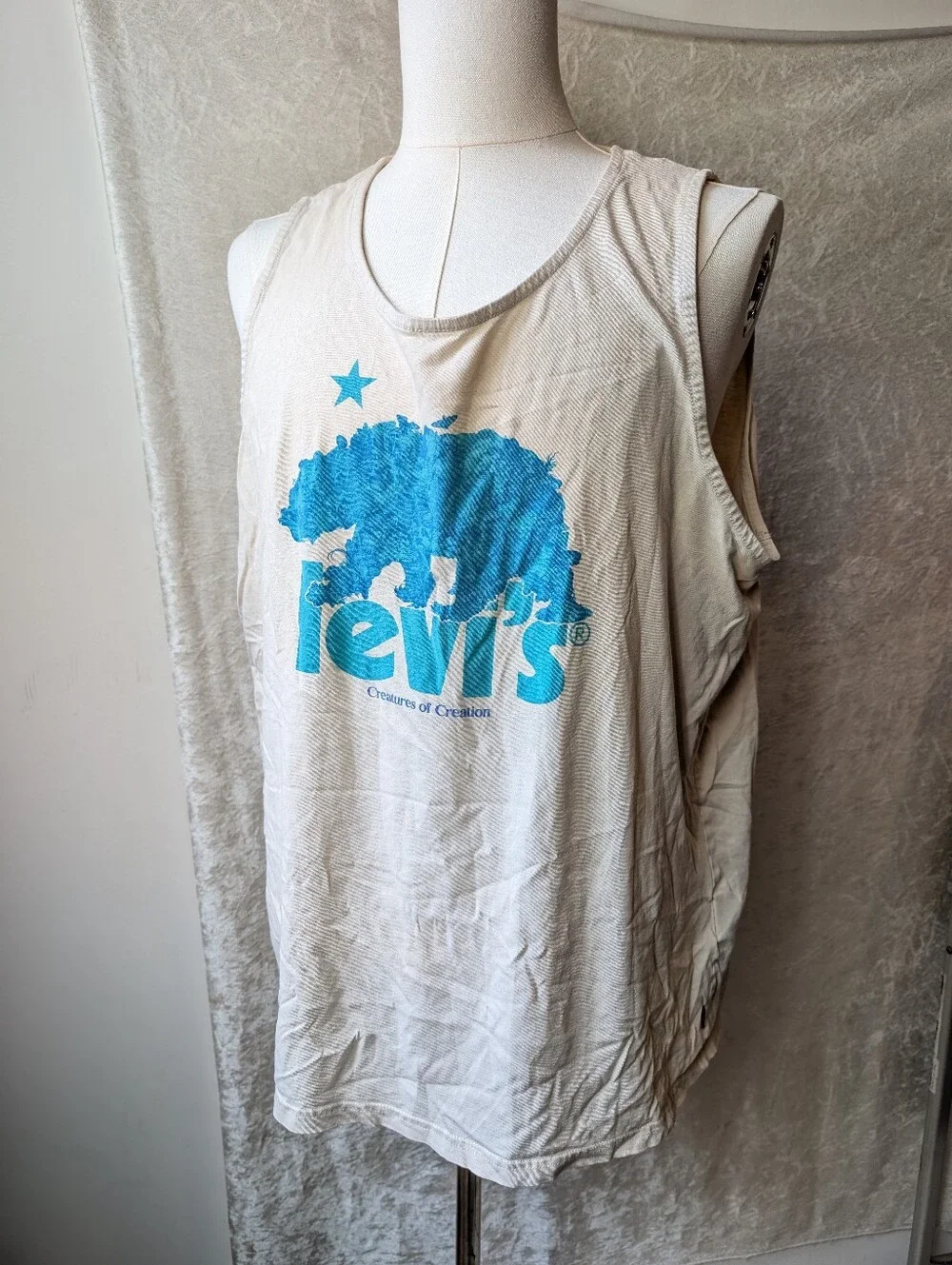 Rare Levi Creatures Of Creation Artist Bear Tank Top Men's XL Relaxed Fit